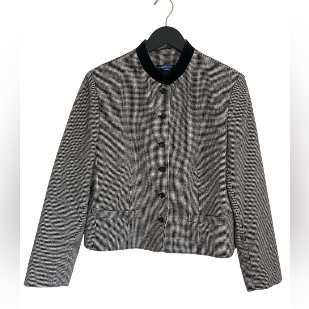 Vtg Impromptu Houndstooth Wool Blend Blazer Jacket Size 12